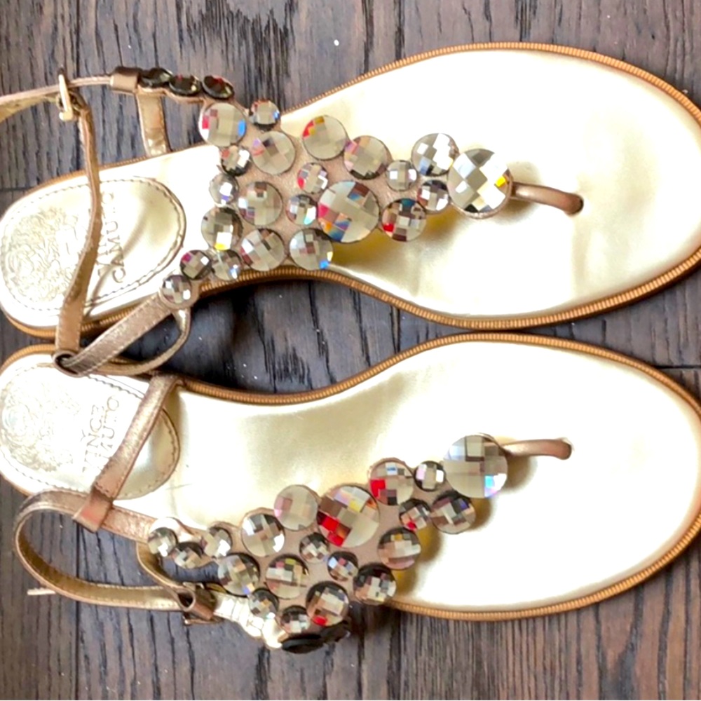 Vince Camuto Gold and Tan Sandals